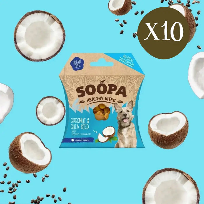 Soopa Coconut & Chia Seed Bites - Box of 10 - Natural Treats For Dogs