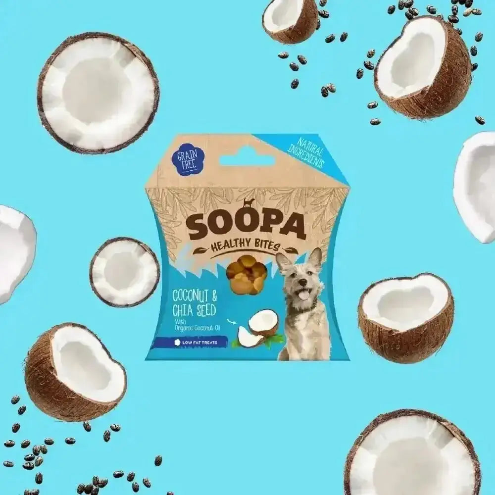 Soopa human grade coconut and chia seed dog treats bites