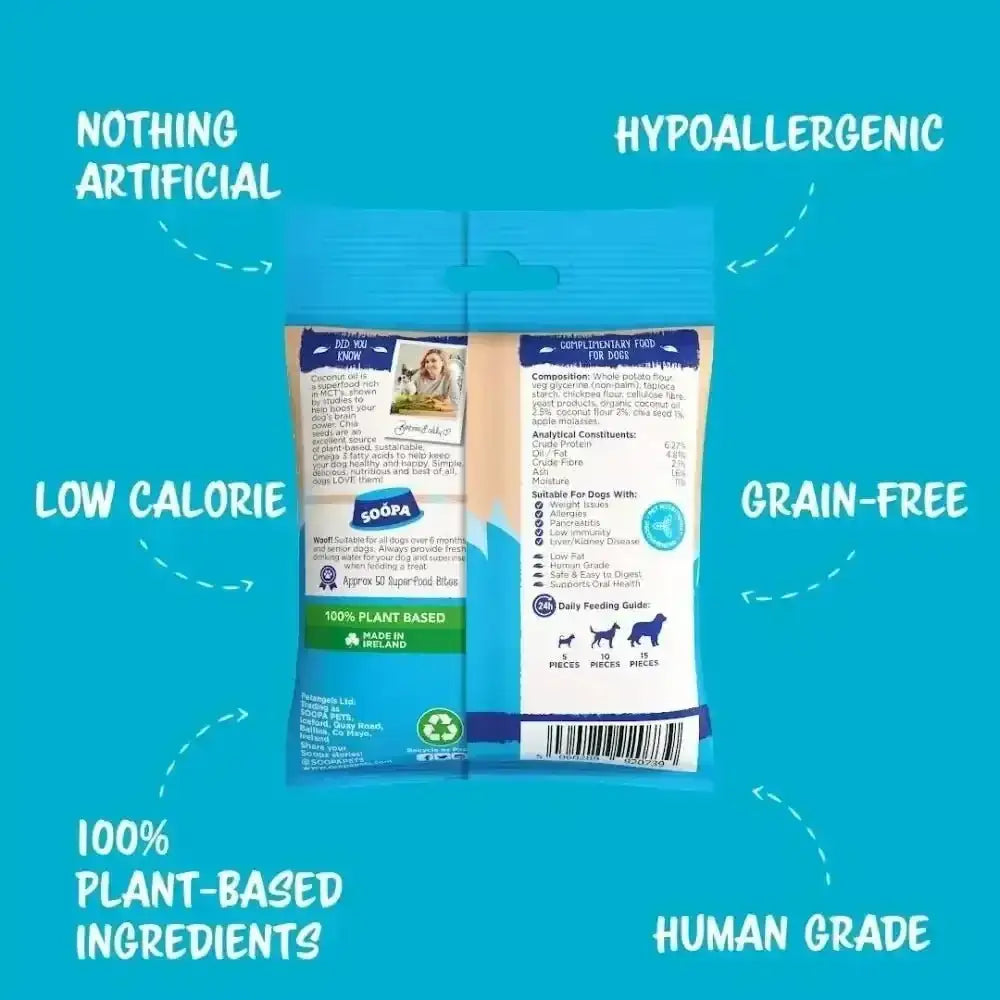 Soopa Coconut and Chia Seed Bites: 100% Plant-Based Hypoallergenic Dog Food Pouches