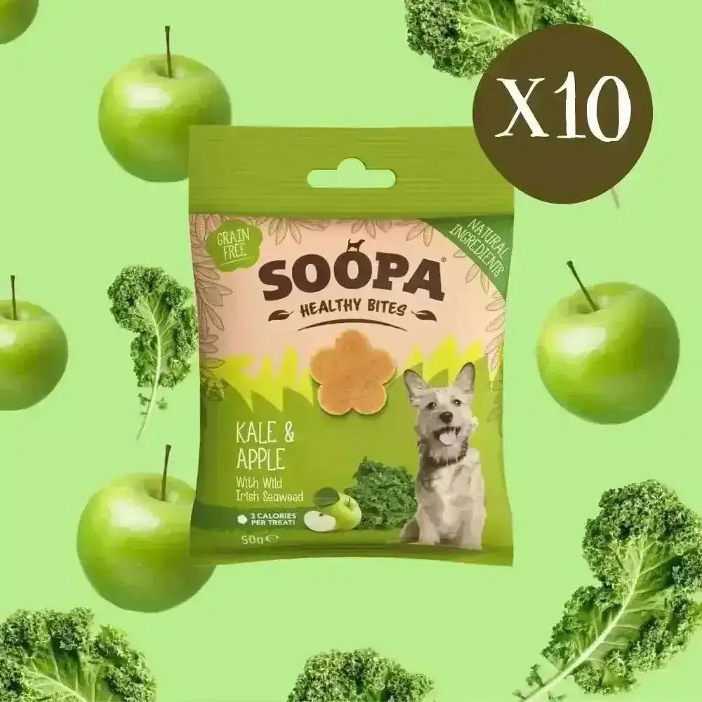 Soopa Kale & Apple Bites: Grain-Free, Hypo-Allergenic Superfood Dog Treats, 50g