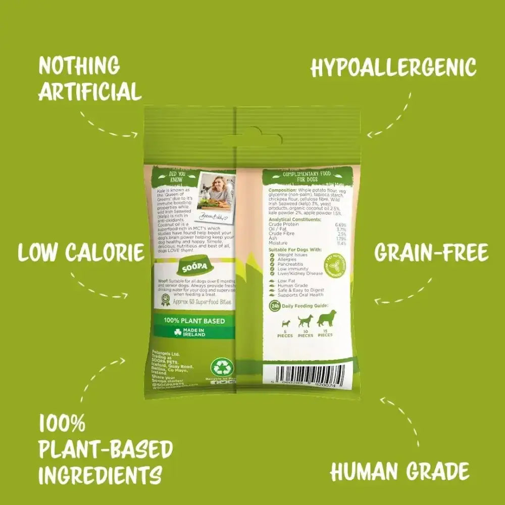 Soopa Kale & Apple Bites: 100% plant-based, grain-free dog food box of 10