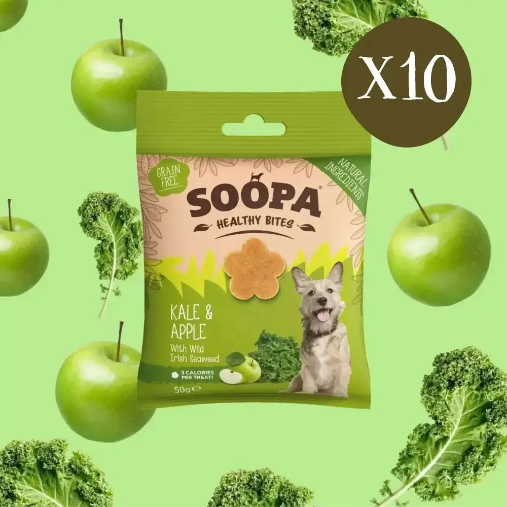 Soopa Kale & Apple Bites: Grain-Free, Hypo-Allergenic Superfood Dog Treats, 50g