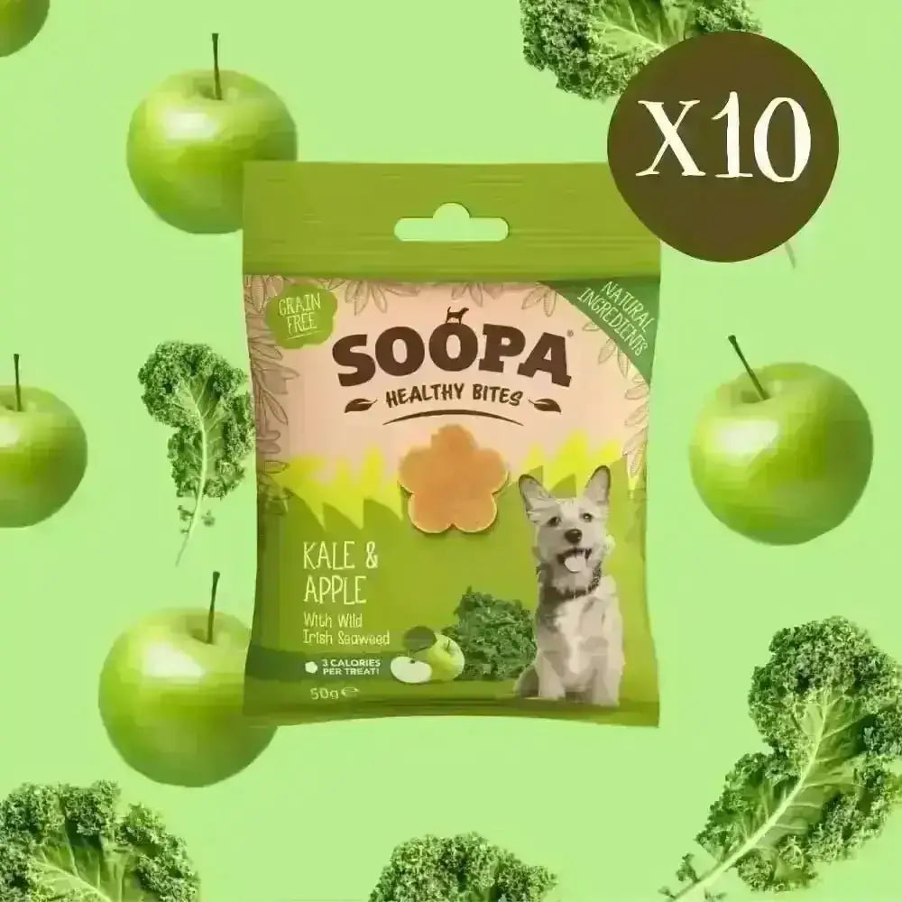 Soopa Kale & Apple Bites: Grain-Free, Hypo-Allergenic Superfood Dog Treats, 50g