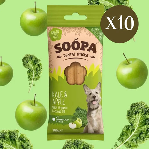 Soopa Kale & Apple Dental Sticks - Box of 10 - Natural Dog Chew