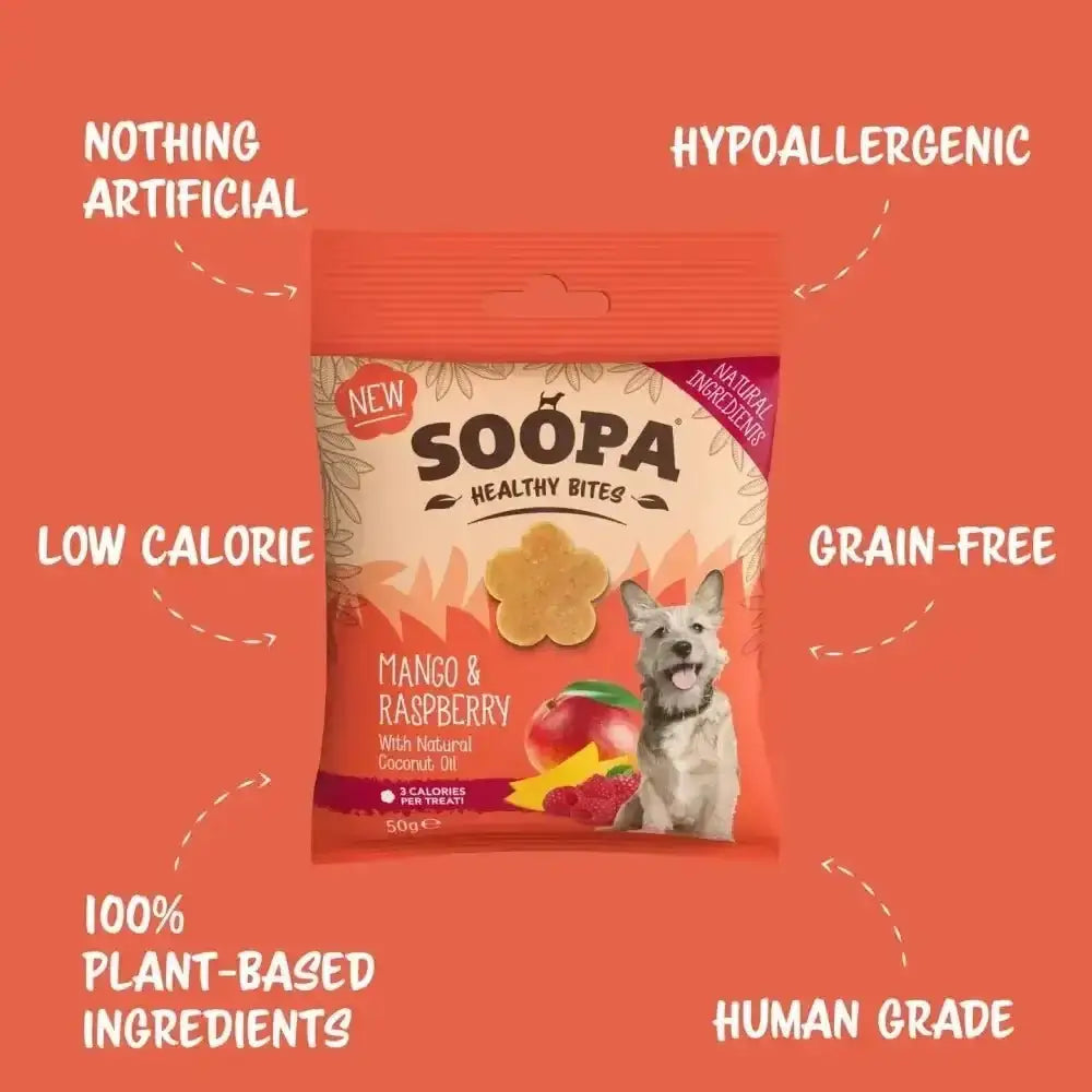 Soopa Mango & Raspberry Healthy Bites Dog Treats 50g - Natural for Dogs | Pet Shop