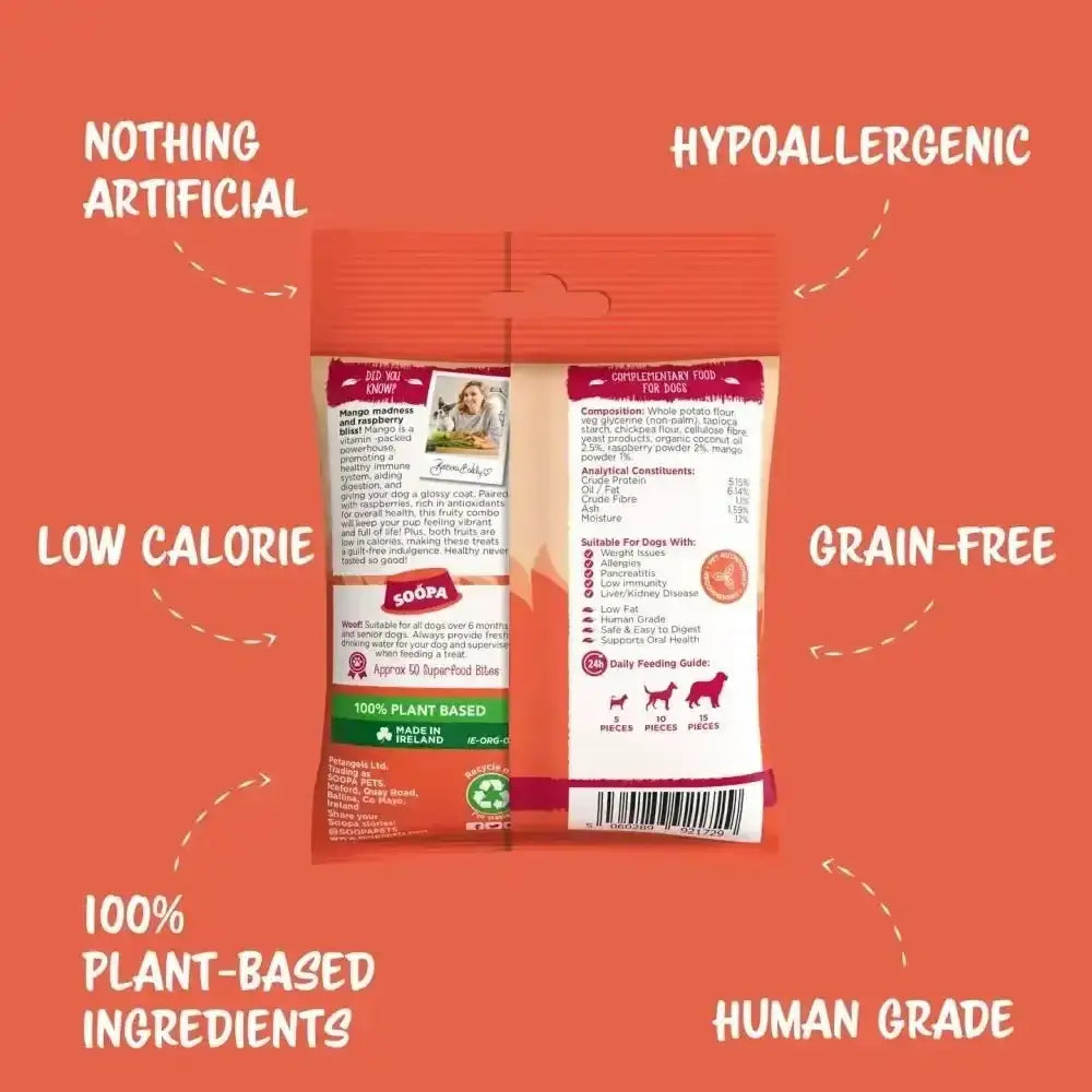Soopa Mango & Raspberry Healthy Bites Dog Treats 50g - Natural for Dogs | Pet Shop