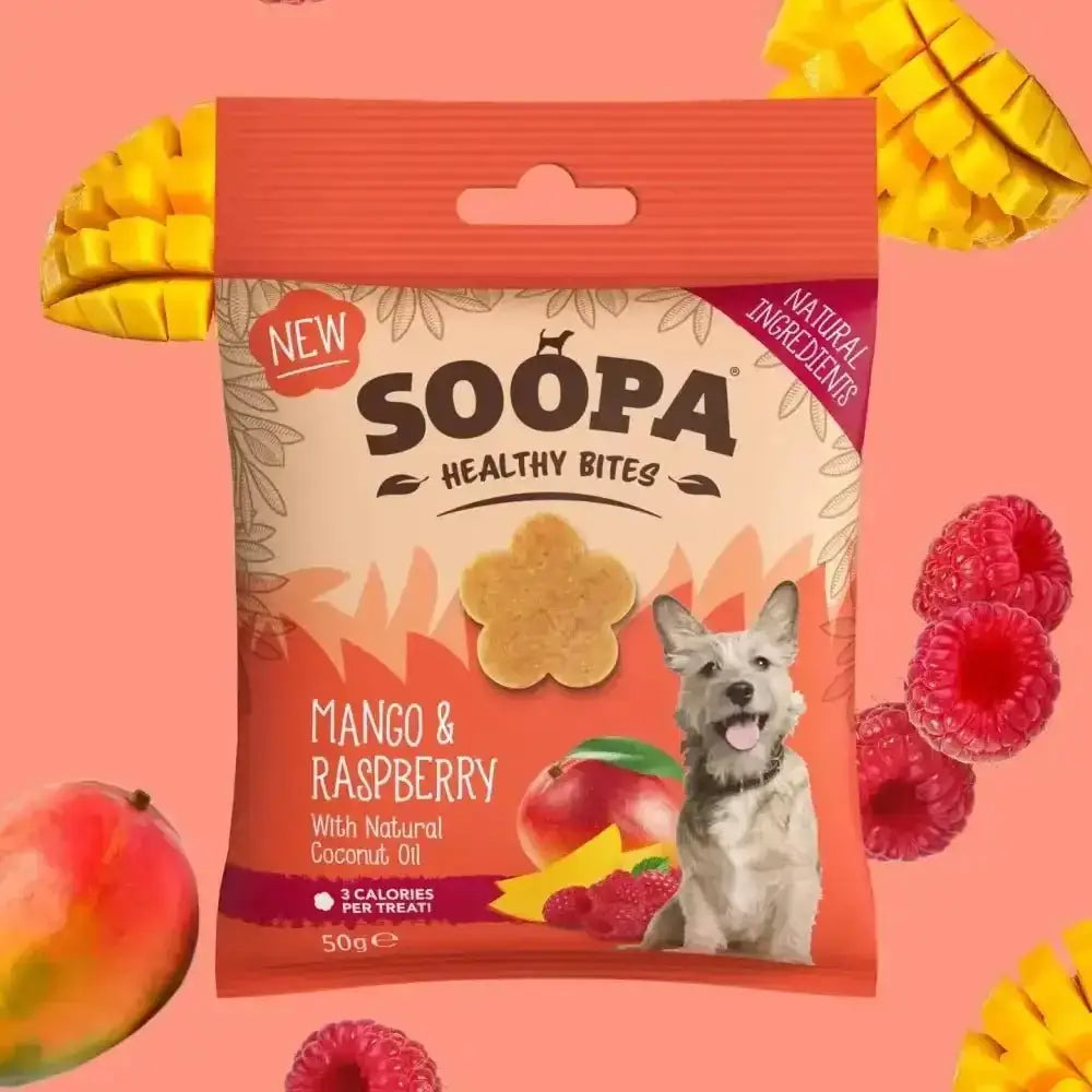 Soopa Mango & Raspberry Healthy Bites Dog Treats 50g - Natural for Dogs | Pet Shop