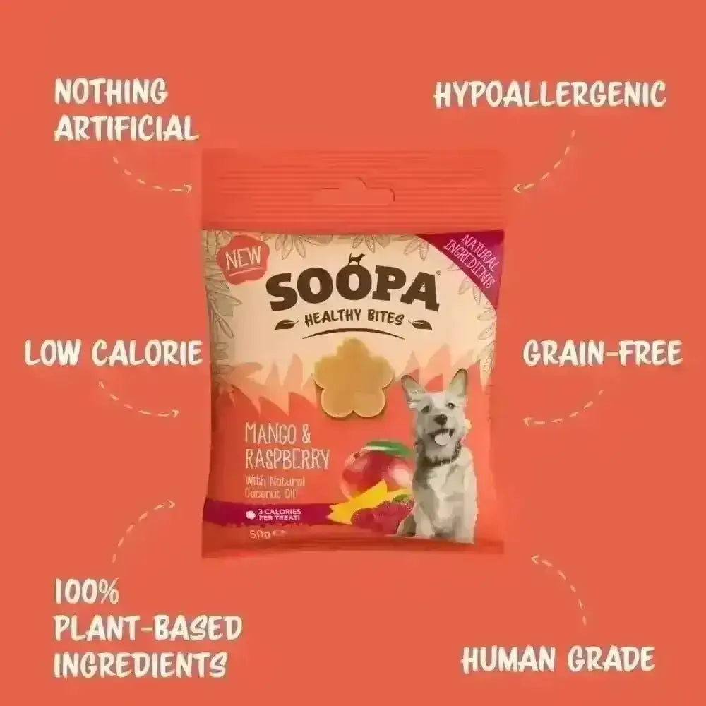 Soopa Mango & Raspberry Healthy Bites Dog Treats 50g - Natural for Dogs | Pet Shop