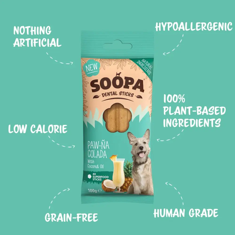Soopa Paw-Na Colada Dental Sticks in Teal Package