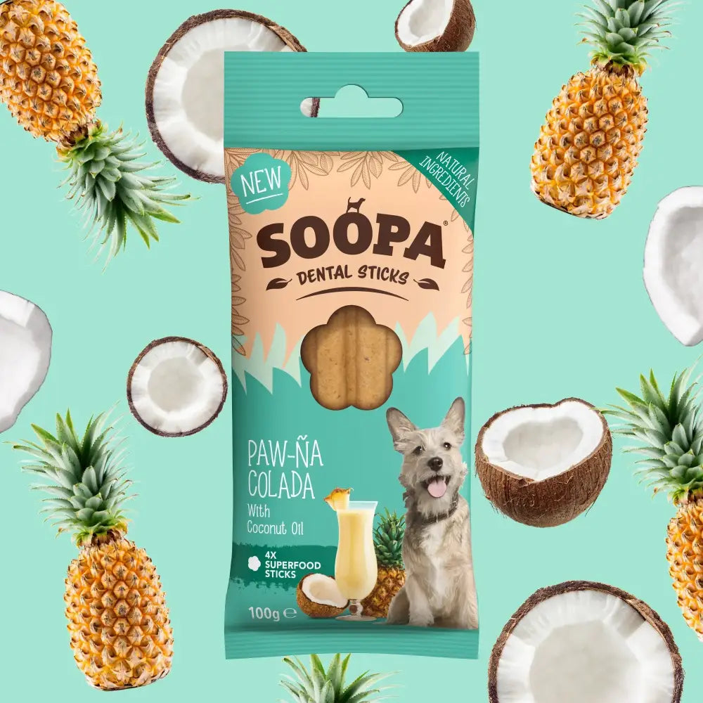 Soopa Paw-Na Colada dental sticks from Cool Puptails collection, 100g bag