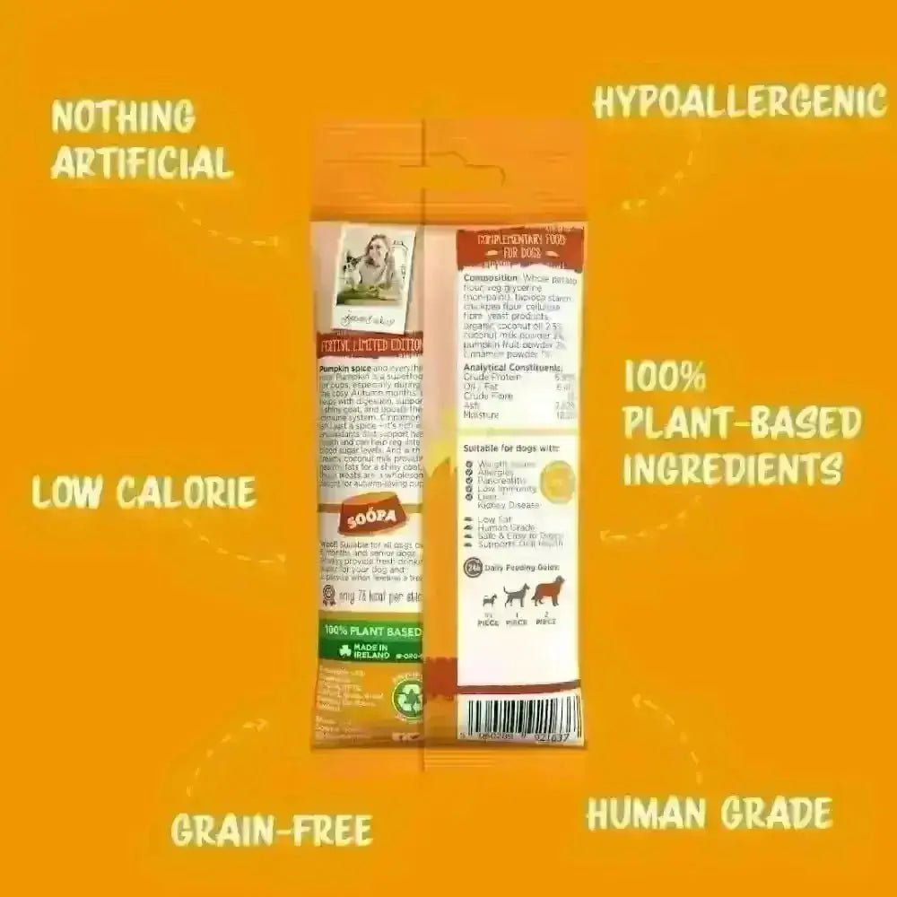 Soopa Pumpkin Spiced Latte dental sticks: plant-based, hypoallergenic dog treat