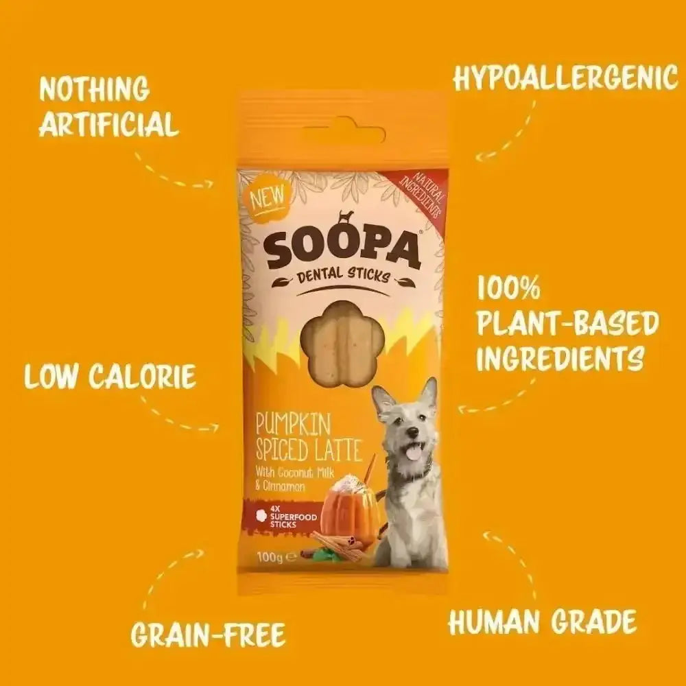 Soopa Pumpkin Spiced Latte dental sticks: delicious dog treat regulating blood sugar