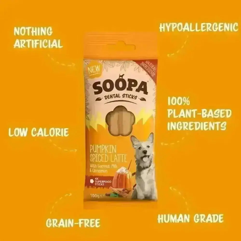 Soopa Pumpkin Spiced Latte dental sticks: delicious dog treat regulating blood sugar