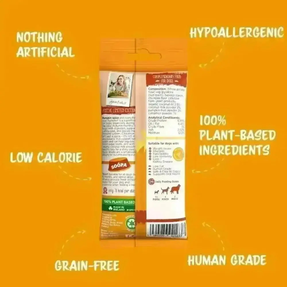 Soopa Pumpkin Spiced Latte dental sticks: plant-based, hypoallergenic dog treat