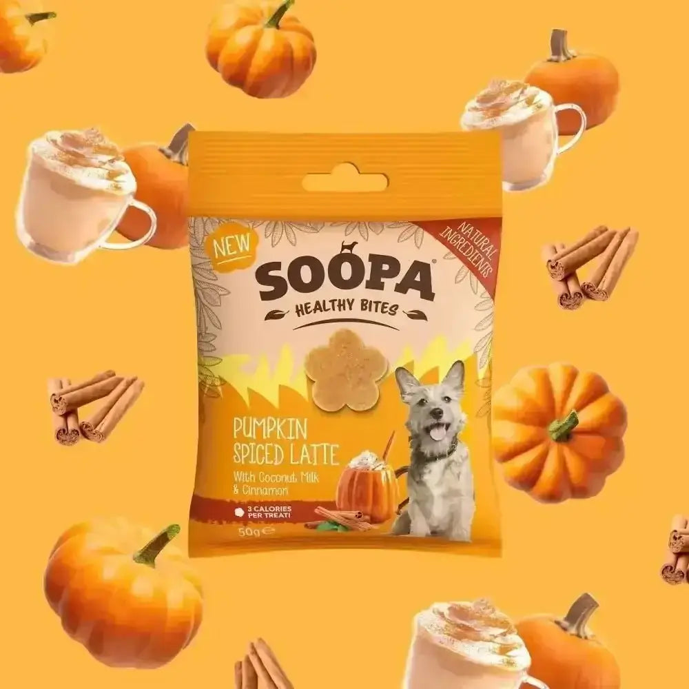 Soopa Pumpkin Spiced Latte healthy bites are delicious dog treats that help regulate blood sugar levels