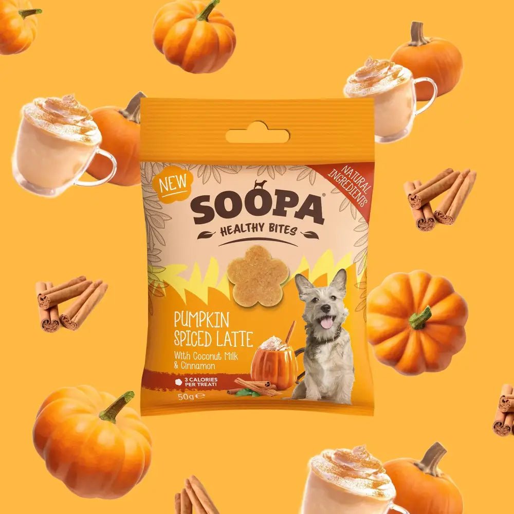 Soopa Pumpkin Spiced Latte healthy bites are delicious dog treats that help regulate blood sugar levels
