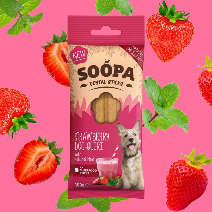 Soopa Strawberry Dog-Quri | Dental Sticks for Dogs