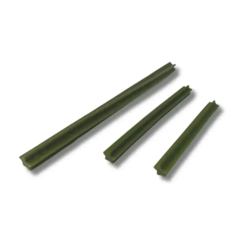 Olive green textured dog chew stick with ridged surface and pointed ends for Cranberry Chew