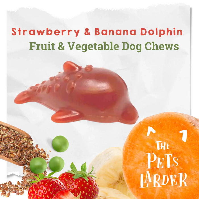 Strawberry & Banana Dolphin Vegetable Chew For Dogs - 2kg Bag - Natural Dog Chew