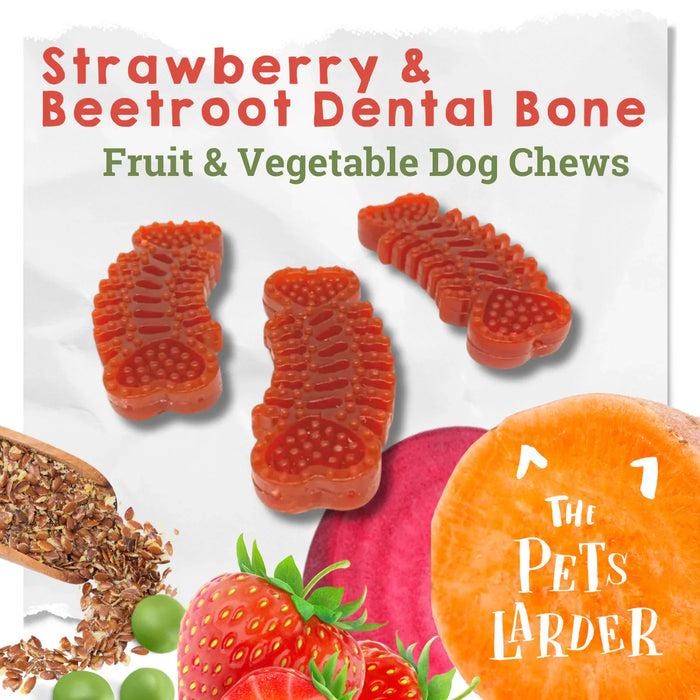 Strawberry & Beetroot Dental Bone Chew For Dogs - 2kg Bag - Natural Dog Chew