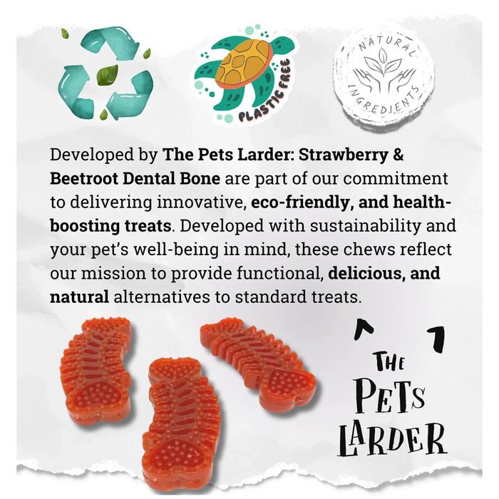 Strawberry & Beetroot Dental Bone Chew For Dogs - 2kg Bag - Natural Dog Chew