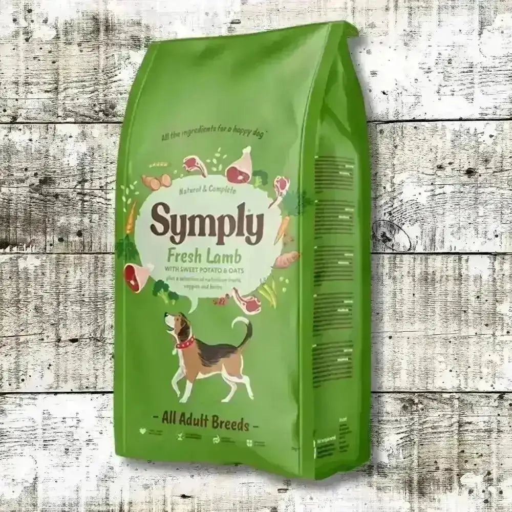 Symply Fresh Lamb for All Dog Breeds bag with fresh lamb and sulphate monohydrate