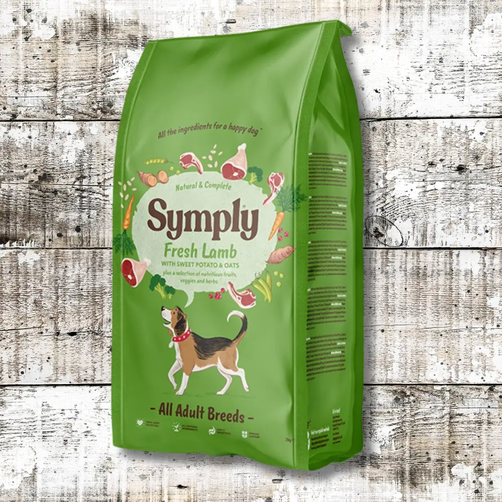 Symply Fresh Lamb for All Dog Breeds bag with fresh lamb and sulphate monohydrate