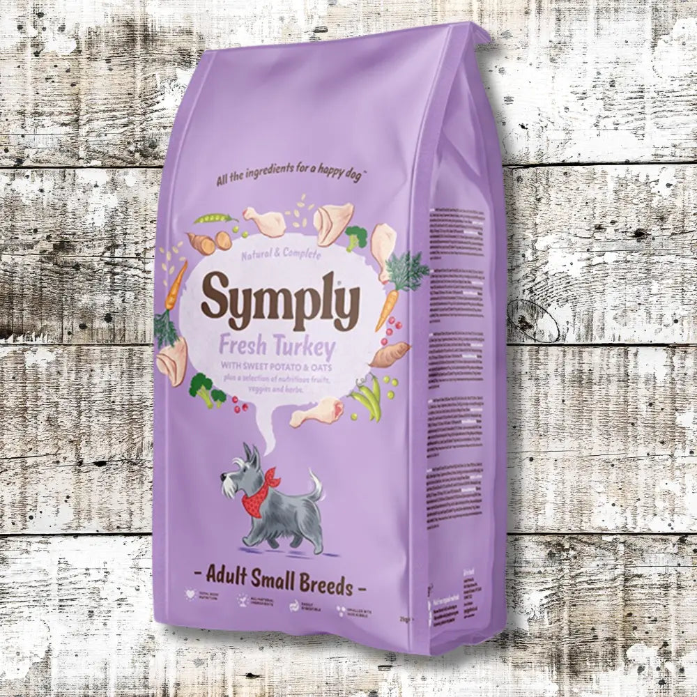 Symply Fresh Turkey for Small Breed Dogs bag with tasty fresh turkey and field fresh vegetables