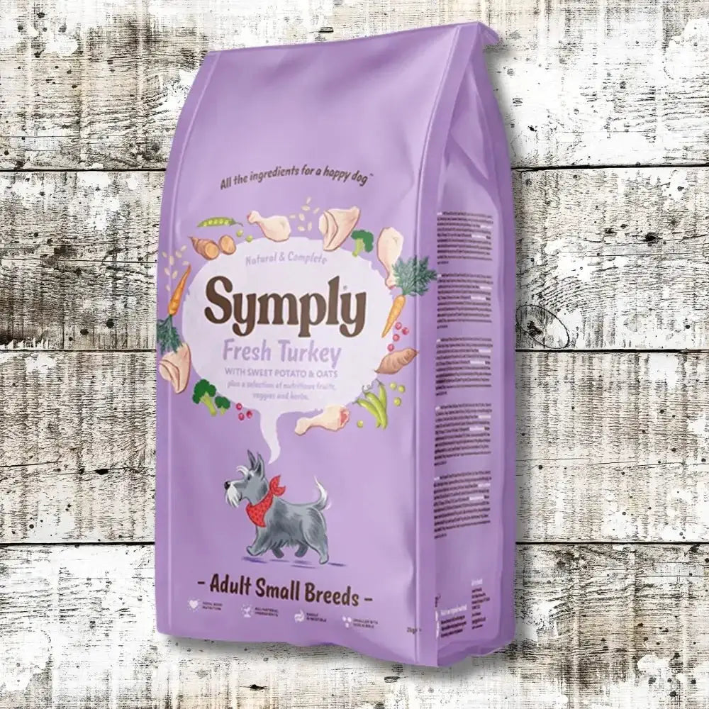 Symply Fresh Turkey for Small Breed Dogs bag with tasty fresh turkey and field fresh vegetables