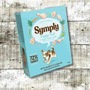 Symply Puppy Fuel Wet Dog Food box with turkey and liver, balanced recipe featuring succulent ingredients