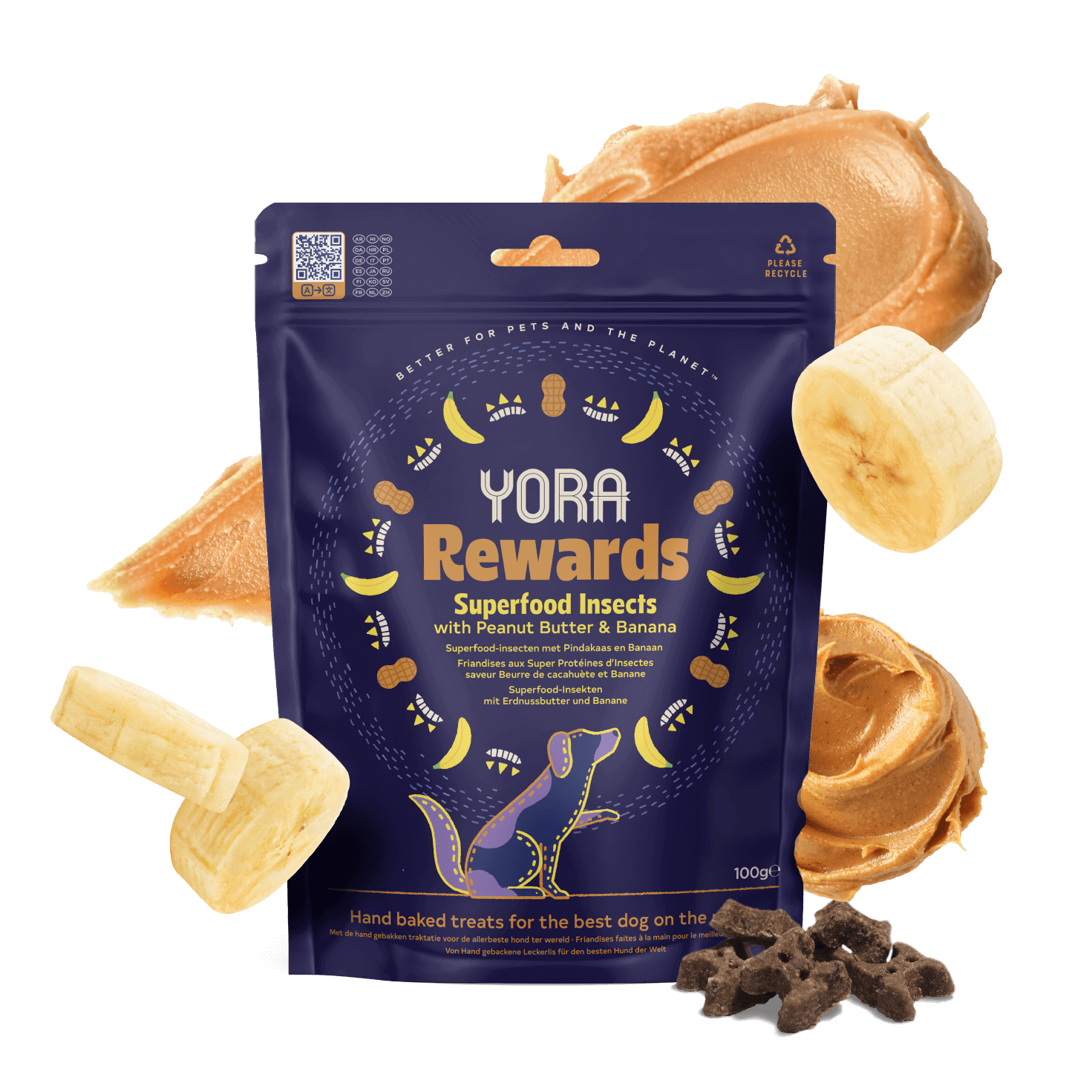 YORA Dog Rewards Peanut & Banana 100g