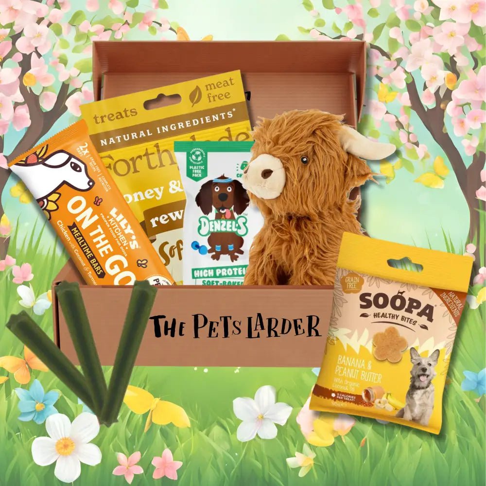 Brown plush cow toy with soft texture and friendly face for The Pets Larder monthly treat box