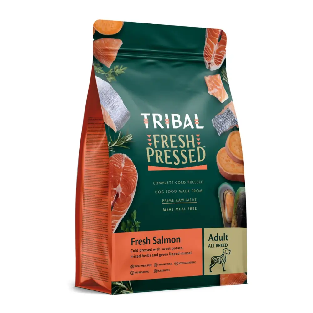 Tribal’s Fresh Pressed Adult Salmon cold pressed digestible kibble