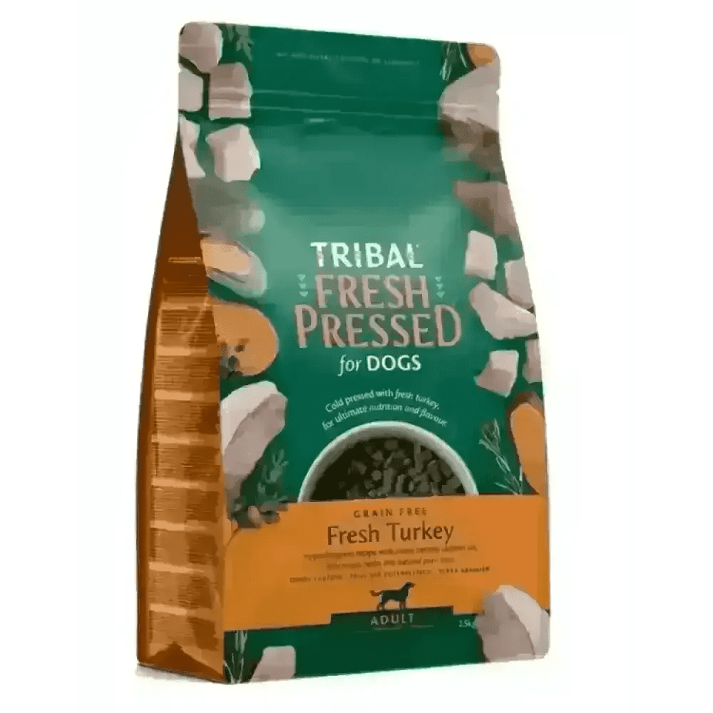 Tribal Fresh Pressed grain free dog food with fresh turkey flavor