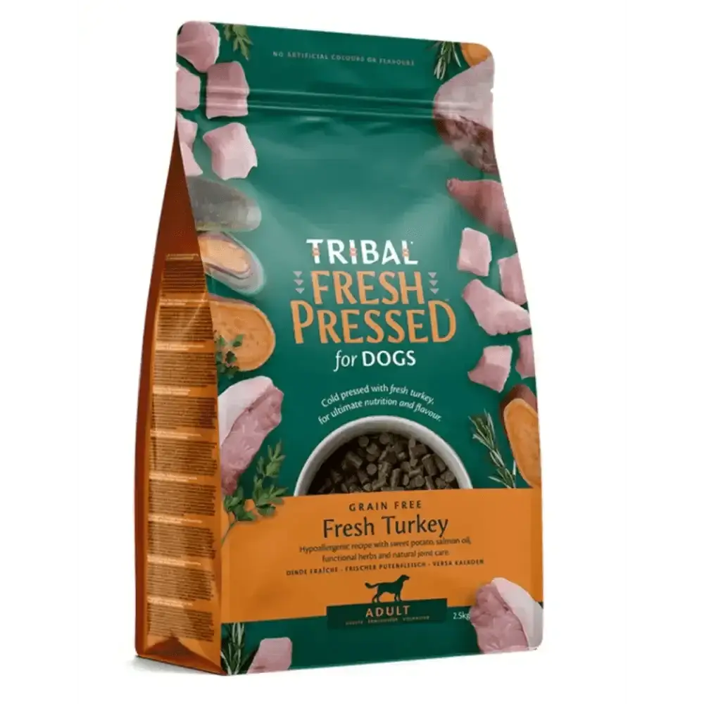 Tribal Fresh Pressed grain free dog food with fresh turkey flavor