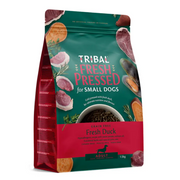 Tribal Fresh Pressed dog food package for small dogs with duck flavor on a white background