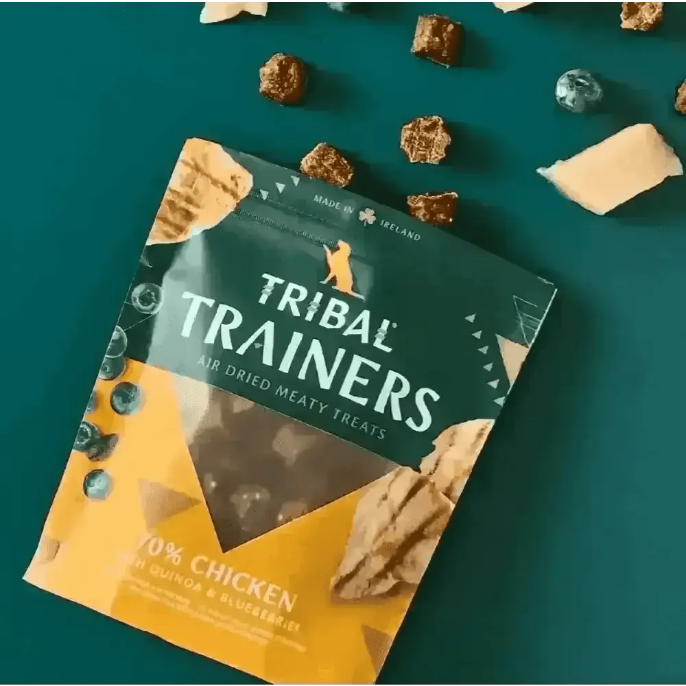 Tribal Trainers chicken and blueberry dog treats, air dried with quinoa