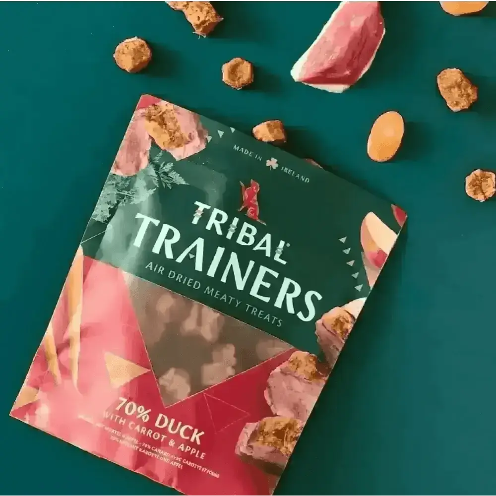 Tribal Trainers Duck, Carrot & Apple Dog Treats with air-dried freshly prepared duck and treats