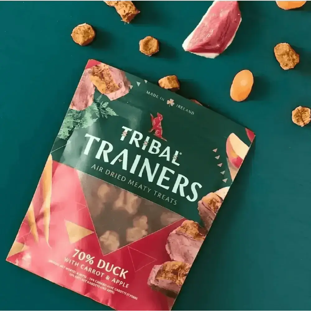 Tribal Trainers Duck, Carrot & Apple Dog Treats with air-dried freshly prepared duck and treats