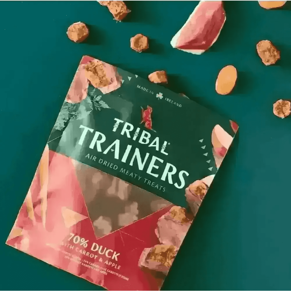 Tribal Trainers Duck, Carrot & Apple Dog Treats with air-dried freshly prepared duck and treats