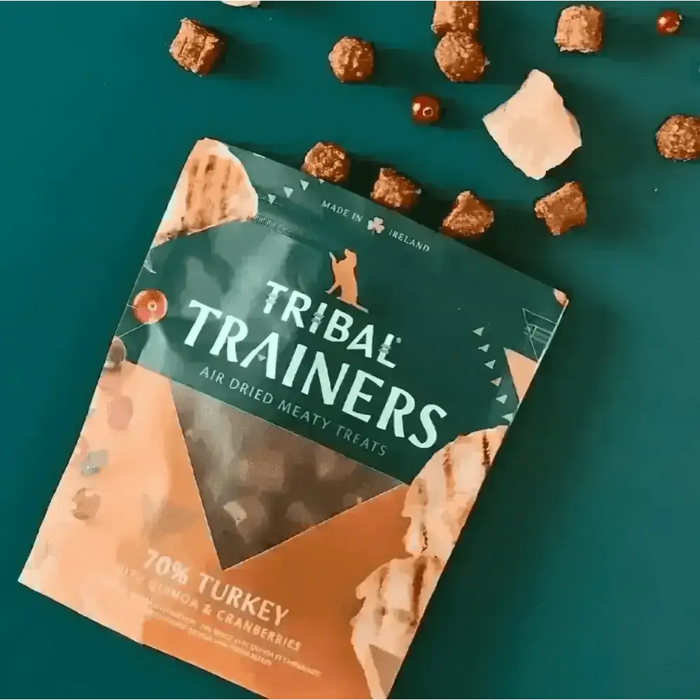 Tribal Trainers air dried turkey meaty treats with quinoa and cranberries, perfect bite-sized treat