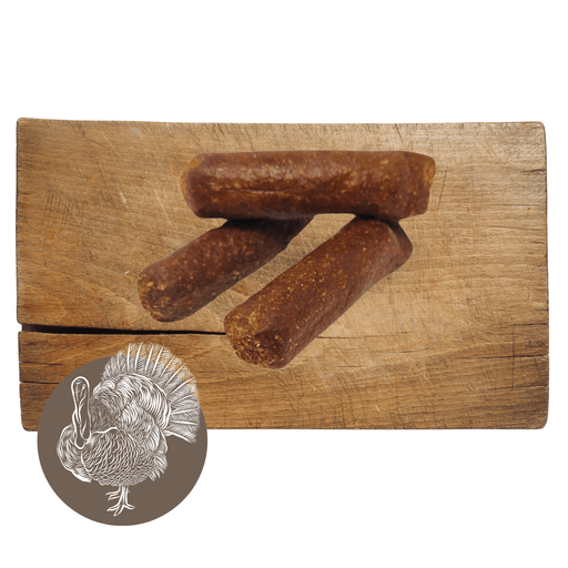 Turkey & Cranberry Sausages Natural Dog Treats Available At The Pets Larder Natural Pet Shop.