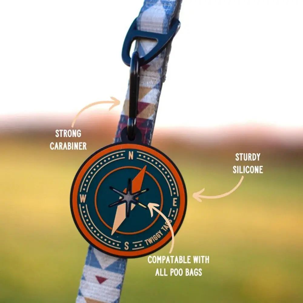 Twiggy Tags compass poop bag holder with silicone and carabiner