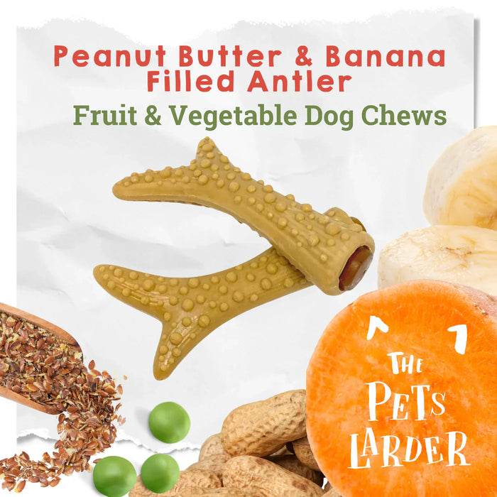 Vegetable Peanut Butter & Banana Filled Antler Chew For Dogs - 2kg Bag - Natural Dog Chew
