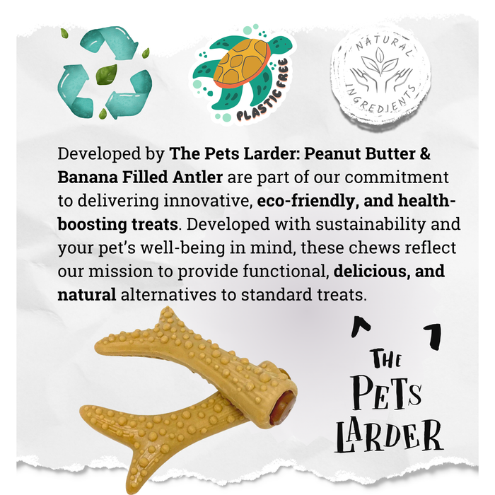 Vegetable Peanut Butter & Banana Filled Antler Chew For Dogs - Natural Dog Chew