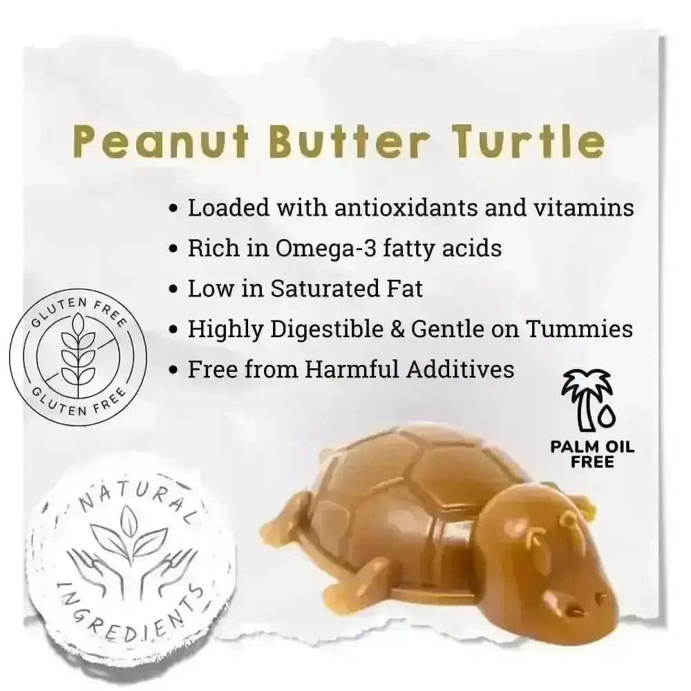 Gluten-free peanut butter turtles chew for dogs dental health