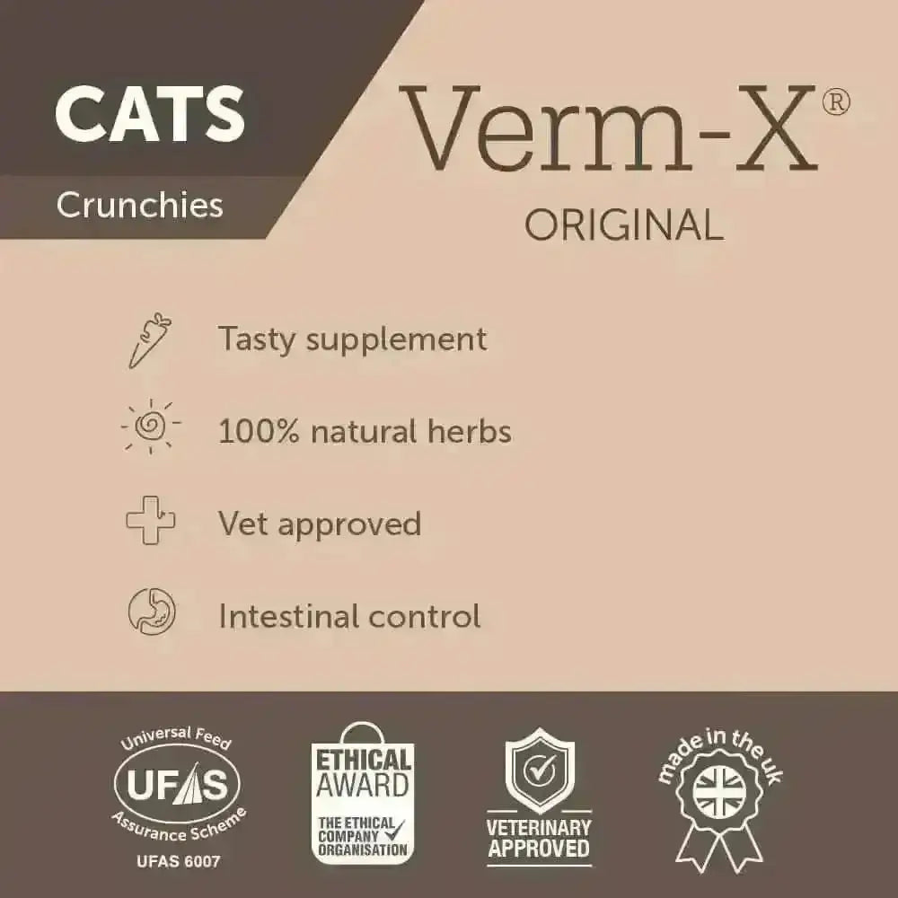 Verm-X Treats for Cats 60g with natural herbs for maintaining gut vitality and intestinal control