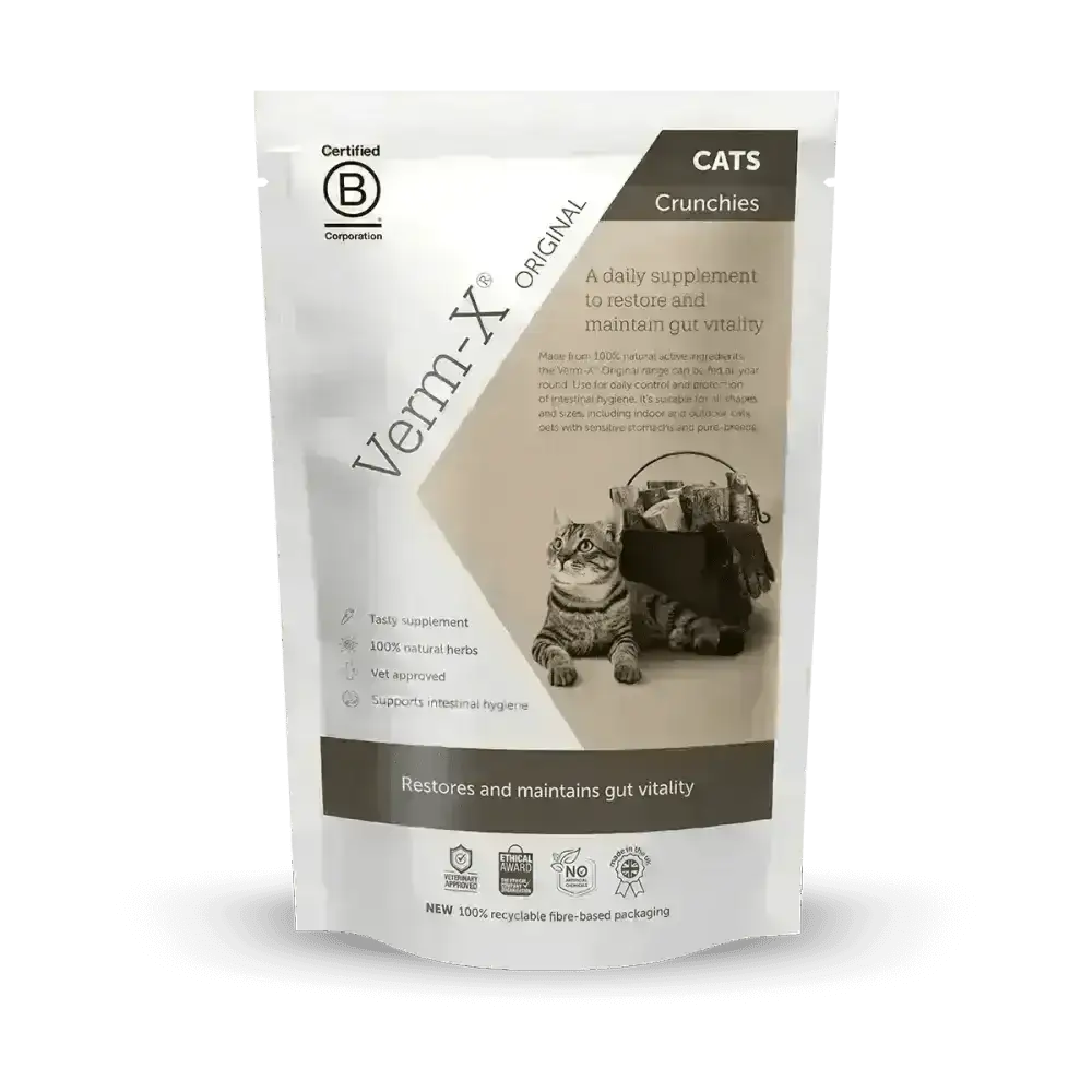 Verm-X Treats for Cats 60g with natural active ingredients to maintain gut vitality