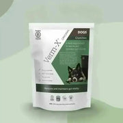 Verm X Treats for Dogs 100g with natural active ingredients in white packaging with green accents