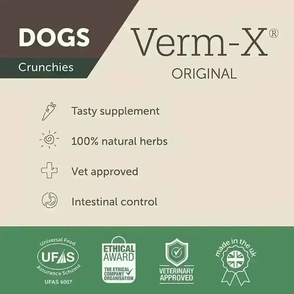 Verm X Treats for Dogs 100g with natural herbs to maintain gut vitality and intestinal health